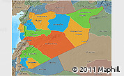 Political 3D Map of Syria, semi-desaturated, land only
