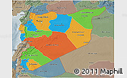 Political 3D Map of Syria, semi-desaturated