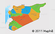 Political 3D Map of Syria, single color outside, bathymetry sea
