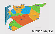 Political 3D Map of Syria, single color outside, satellite sea
