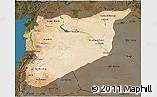 Satellite 3D Map of Syria, darken, land only