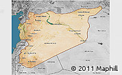 Satellite 3D Map of Syria, desaturated, land only