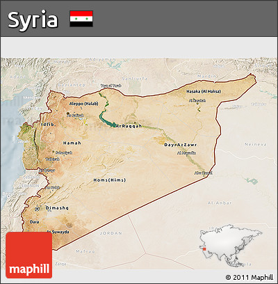 Satellite 3D Map of Syria, lighten
