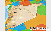 Satellite 3D Map of Syria, political outside