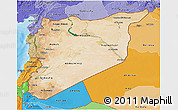 Satellite 3D Map of Syria, political shades outside