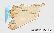 Satellite 3D Map of Syria, single color outside, bathymetry sea