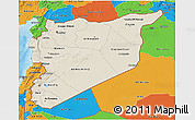 Shaded Relief 3D Map of Syria, political outside, shaded relief sea