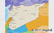 Shaded Relief 3D Map of Syria, political shades outside, shaded relief sea