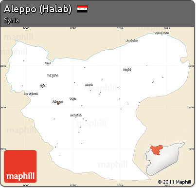 Classic Style Simple Map of Aleppo (Halab), single color outside