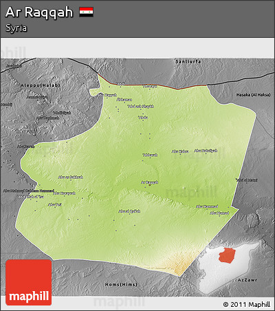 Physical 3D Map of Ar Raqqah, darken, desaturated