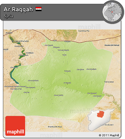 Physical 3D Map of Ar Raqqah, satellite outside