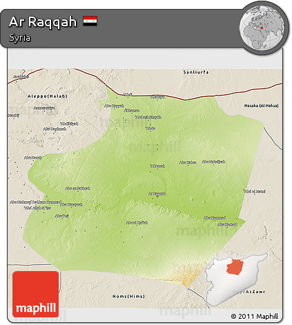 Physical 3D Map of Ar Raqqah, shaded relief outside