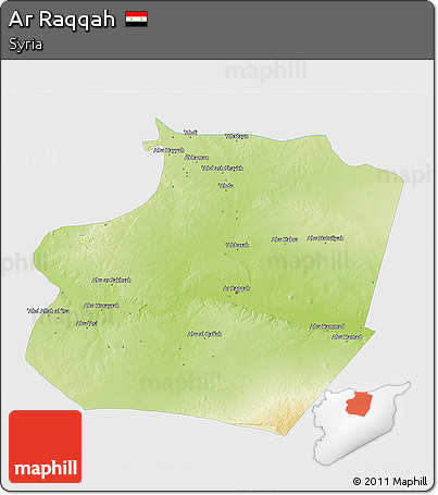Physical 3D Map of Ar Raqqah, single color outside