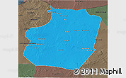 Political 3D Map of Ar Raqqah, darken, semi-desaturated