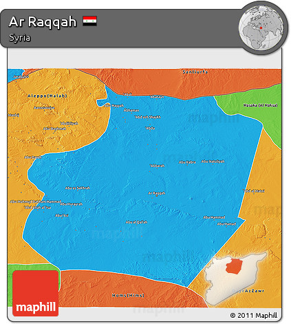 Political 3D Map of Ar Raqqah