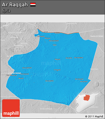 Political 3D Map of Ar Raqqah, lighten, desaturated