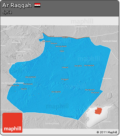 Political 3D Map of Ar Raqqah, lighten, desaturated
