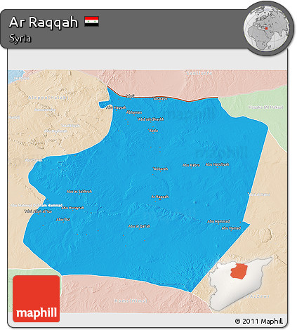 Political 3D Map of Ar Raqqah, lighten