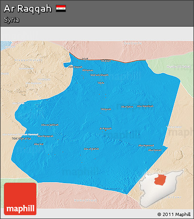 Political 3D Map of Ar Raqqah, lighten