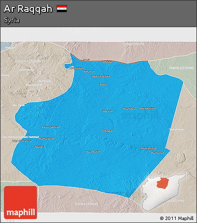 Political 3D Map of Ar Raqqah, lighten, semi-desaturated