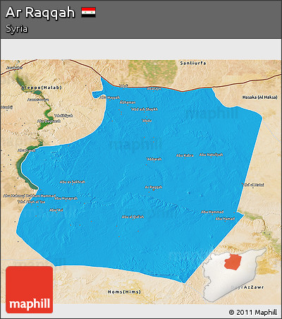 Political 3D Map of Ar Raqqah, satellite outside