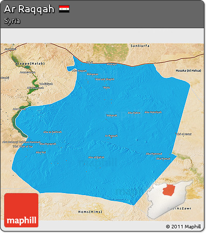 Political 3D Map of Ar Raqqah, satellite outside