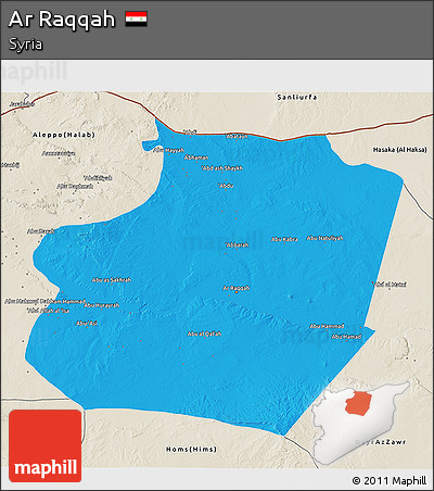 Political 3D Map of Ar Raqqah, shaded relief outside