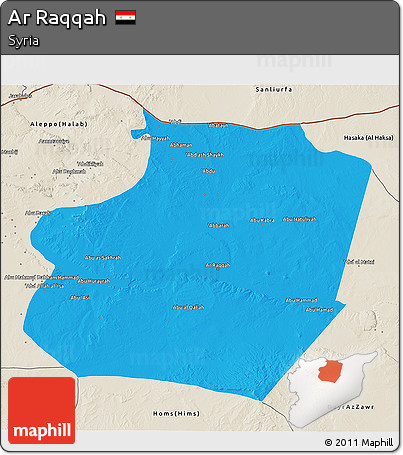 Political 3D Map of Ar Raqqah, shaded relief outside