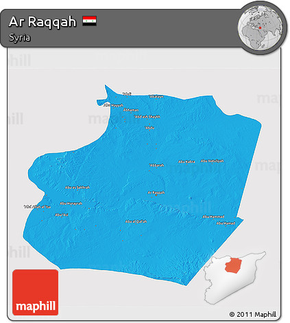 Political 3D Map of Ar Raqqah, single color outside