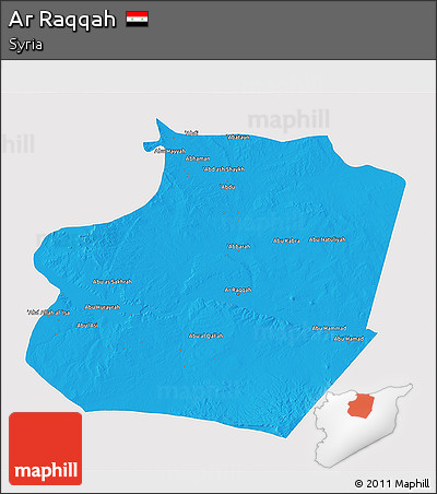 Political 3D Map of Ar Raqqah, single color outside