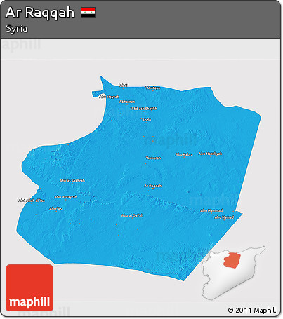 Political 3D Map of Ar Raqqah, single color outside