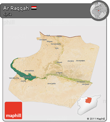 Satellite 3D Map of Ar Raqqah, cropped outside