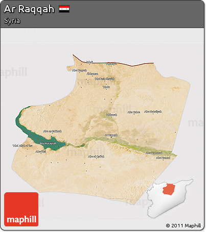 Satellite 3D Map of Ar Raqqah, cropped outside