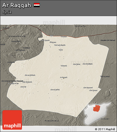 Shaded Relief 3D Map of Ar Raqqah, darken