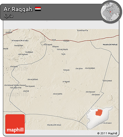 Shaded Relief 3D Map of Ar Raqqah
