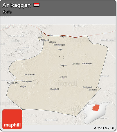 Shaded Relief 3D Map of Ar Raqqah, lighten