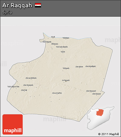 Shaded Relief 3D Map of Ar Raqqah, single color outside