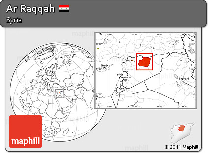 Blank Location Map of Ar Raqqah, within the entire country