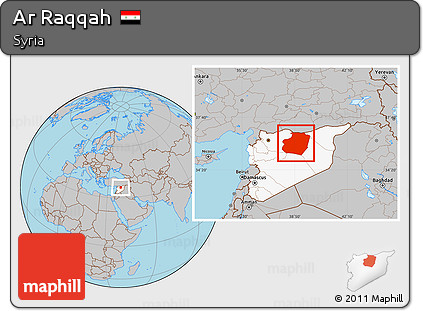 Gray Location Map of Ar Raqqah, highlighted country