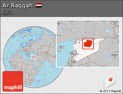 Gray Location Map of Ar Raqqah, highlighted country