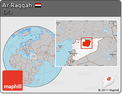 Gray Location Map of Ar Raqqah, highlighted country