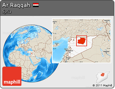 Shaded Relief Location Map of Ar Raqqah, highlighted country