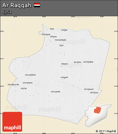 Classic Style Map of Ar Raqqah, single color outside
