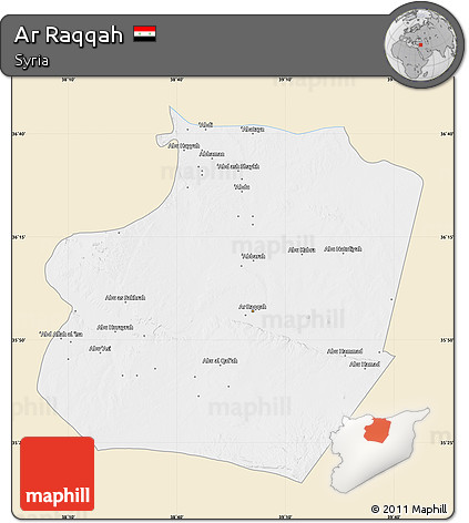 Classic Style Map of Ar Raqqah, single color outside