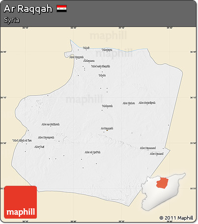 Classic Style Map of Ar Raqqah, single color outside