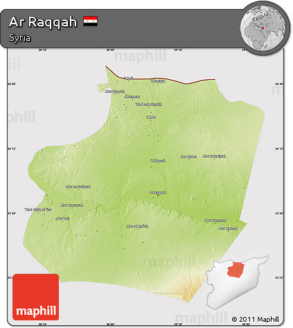 Physical Map of Ar Raqqah, cropped outside