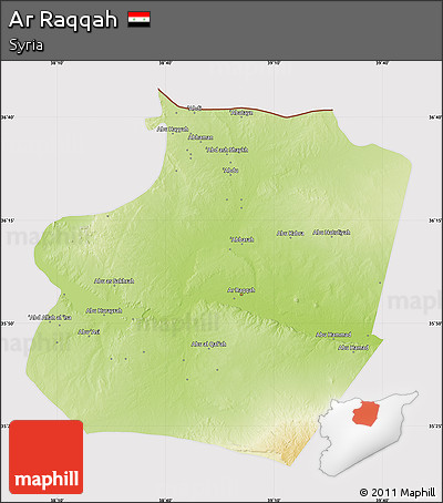 Physical Map of Ar Raqqah, cropped outside