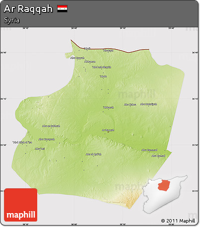 Physical Map of Ar Raqqah, cropped outside