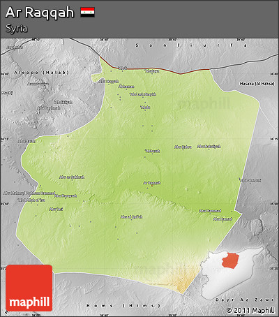 Physical Map of Ar Raqqah, desaturated