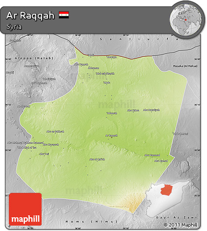 Physical Map of Ar Raqqah, desaturated